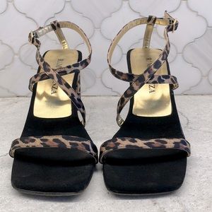 Ramon Tenza leopard print strappy 3” heels
